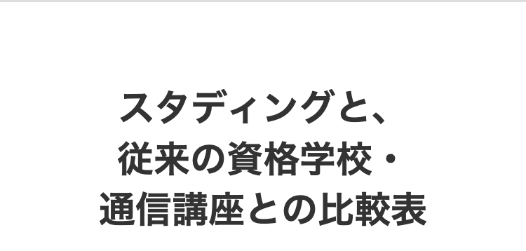 スタディングと、
従来の資格学校・
通信講座との比較表